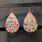 Faux Leather Teardrop Earrings Christmas Holiday Party Vibe NEW