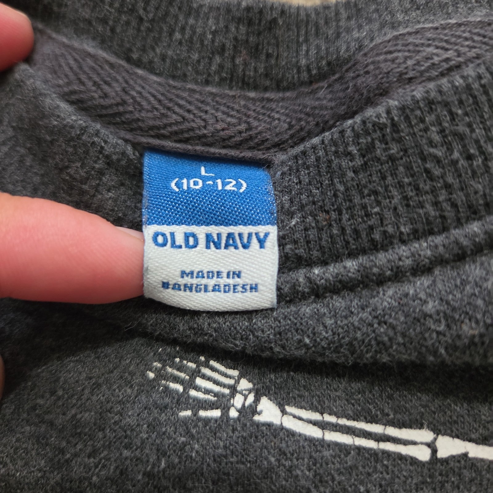 Old Navy Skateboard Skeleton Sweatshirt Boys L Grey Fleece Crewneck Preowned