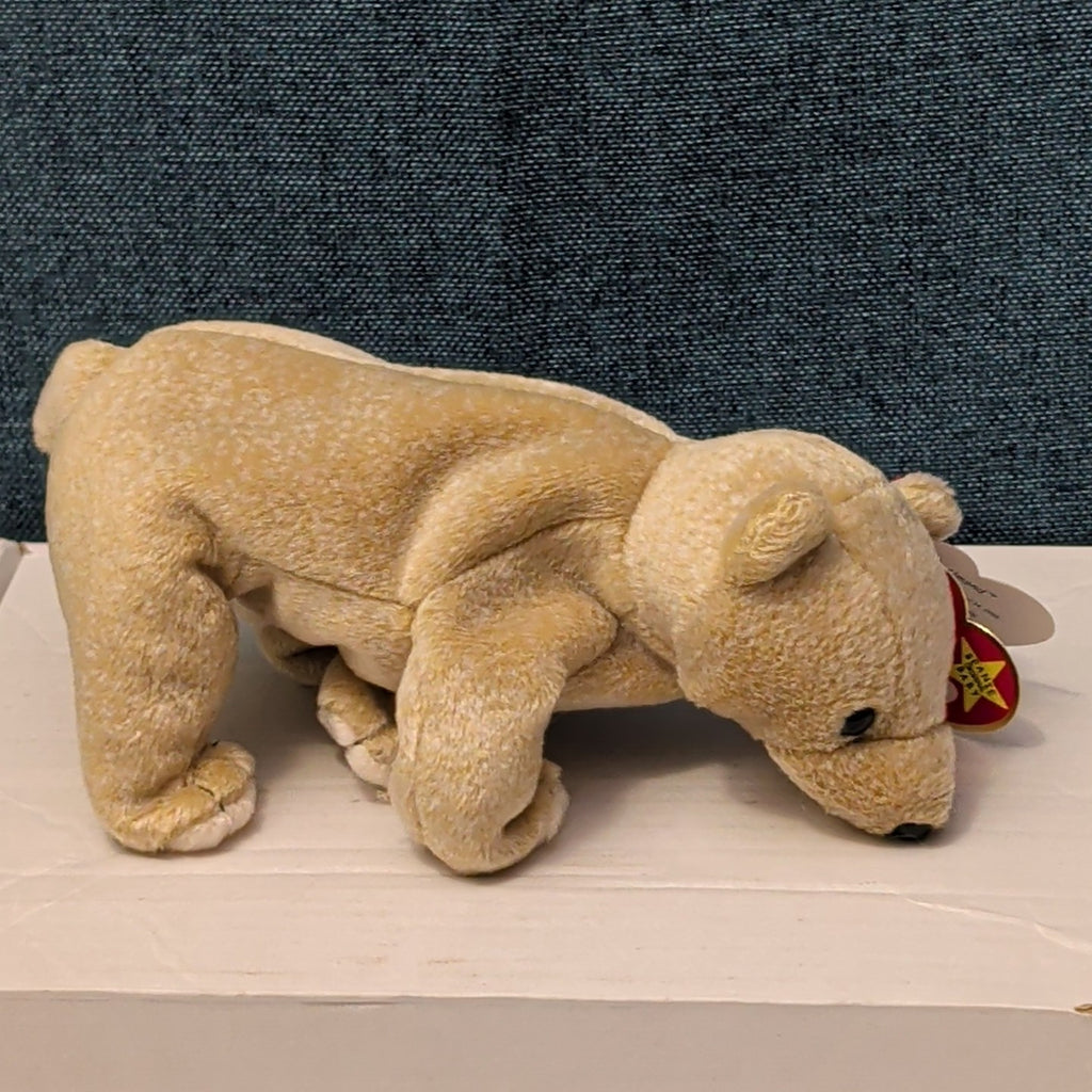 TY Beanie Baby ALMOND Beige Bear 1999 | MWMT Mint Tags | Retired Rare 7" Toy