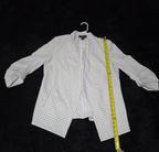 Rachel Zoe Open Front Blazer Women's S White Black Check 3/4 Sleeve Ruche Size L