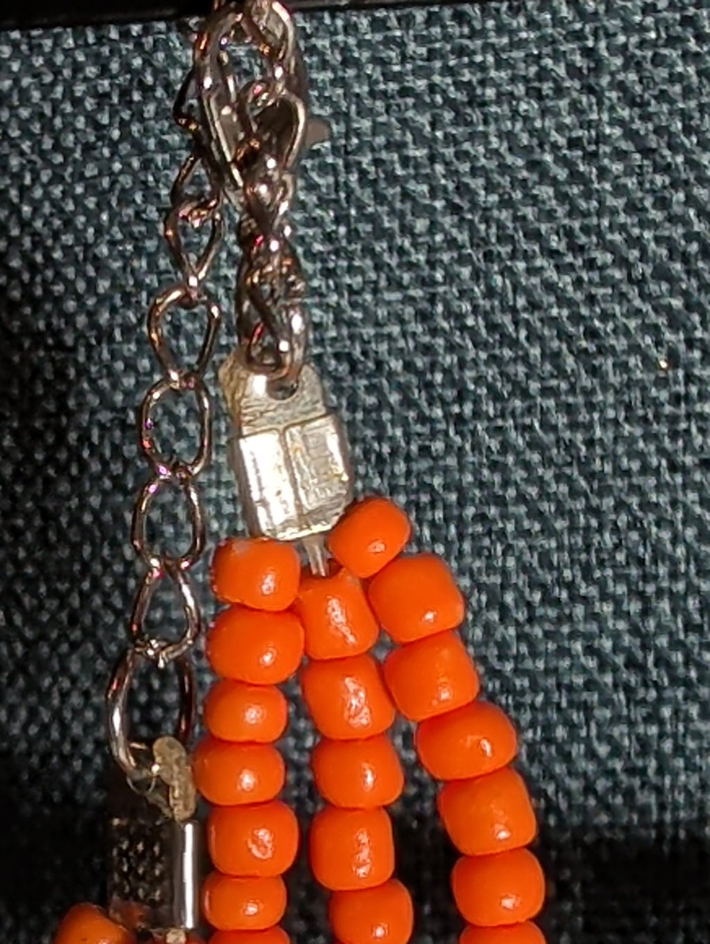 Multi Strand Orange Shell Bead Necklace 23" Boho Beach