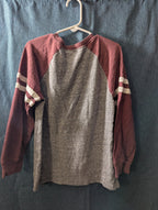 OshKosh B'gosh Boys Shirt Size 7 Henley Raglan Gray Maroon Varsity Stripe