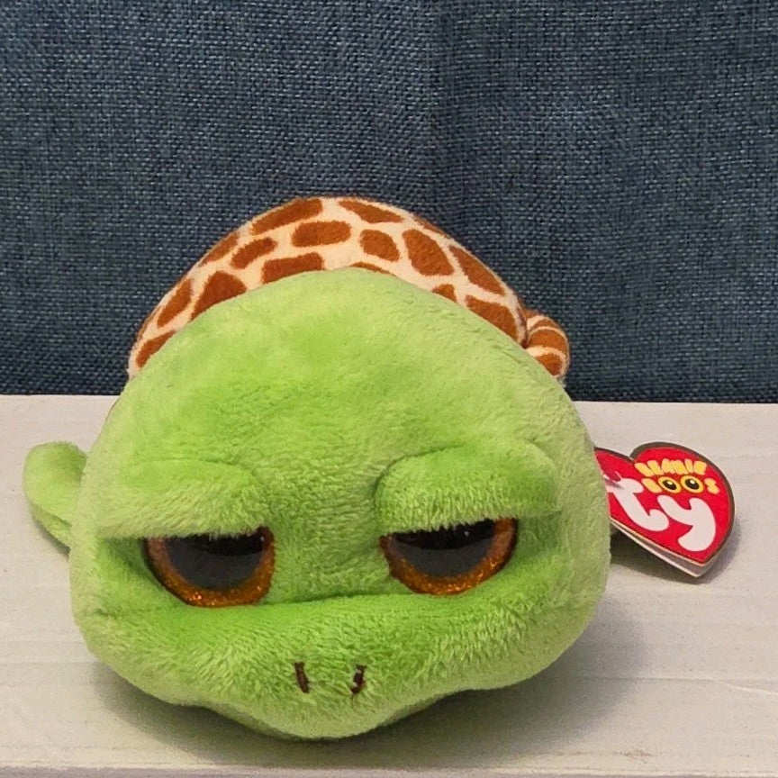 Ty Beanie Boos Zippy Green Turtle 6" Stuffed Animal Toy Gold Glitter Eyes MWMT
