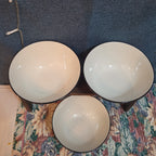 Royal Norfolk Set 3 Ceramic Bowls 6" Black White Dashed Swirl