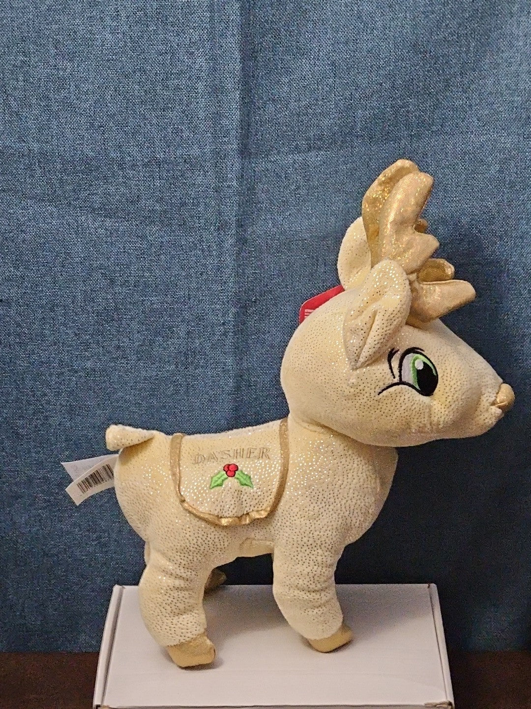Sugar Loaf Santa’s Classic Reindeer | DASHER White Gold Sparkle Plush | Rare