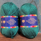 Herrschners Afghan Yarn 2 Ply Deep Teal Acrylic 2 Skein Lot