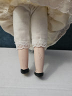 Vintage 8" Porcelain Doll | Blonde with Bonnet & Ruffled Dress