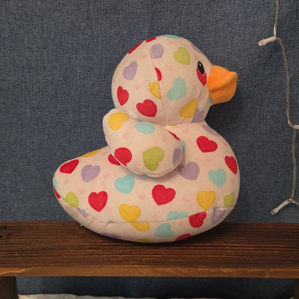 Way To Celebrate Duck Plush Heart Print Pastel Kawaii