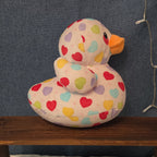 Way To Celebrate Duck Plush Heart Print Pastel Kawaii