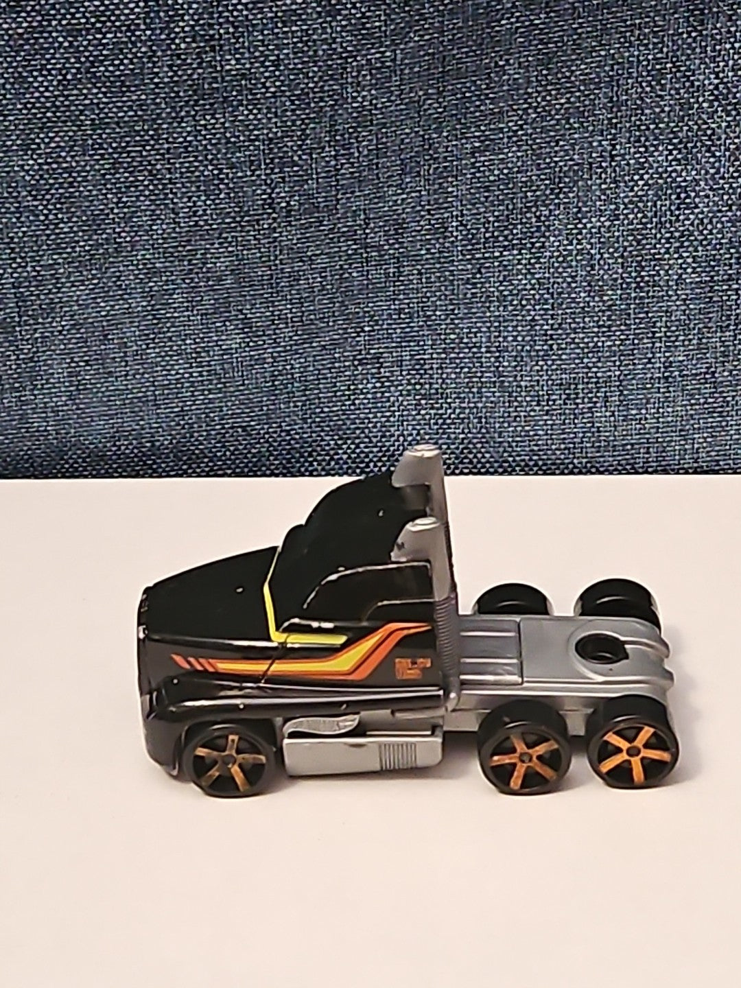 Hot Wheels Semi Truck Cab | Track Stars Black & Orange Racing Hauler