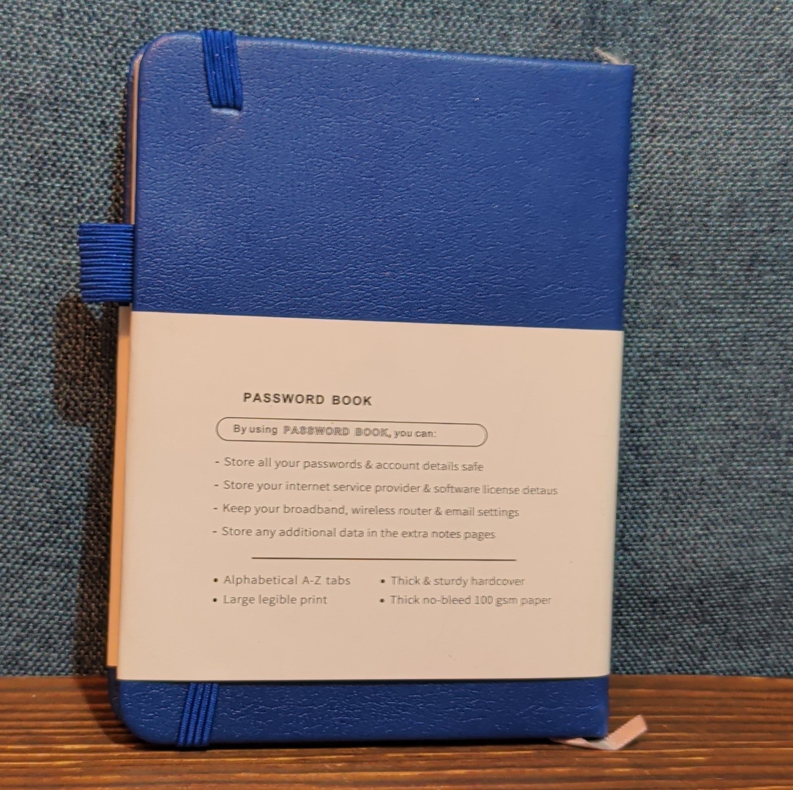 Password Book Internet Logbook Organizer Alphabetical Tabs Blue 4x5"