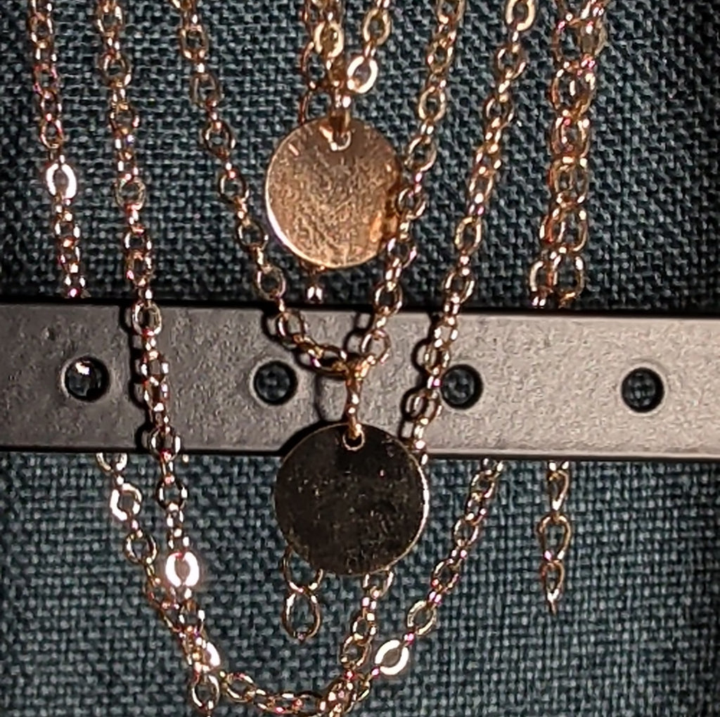 Layered Necklace Gold Tone Medallion Minimalist