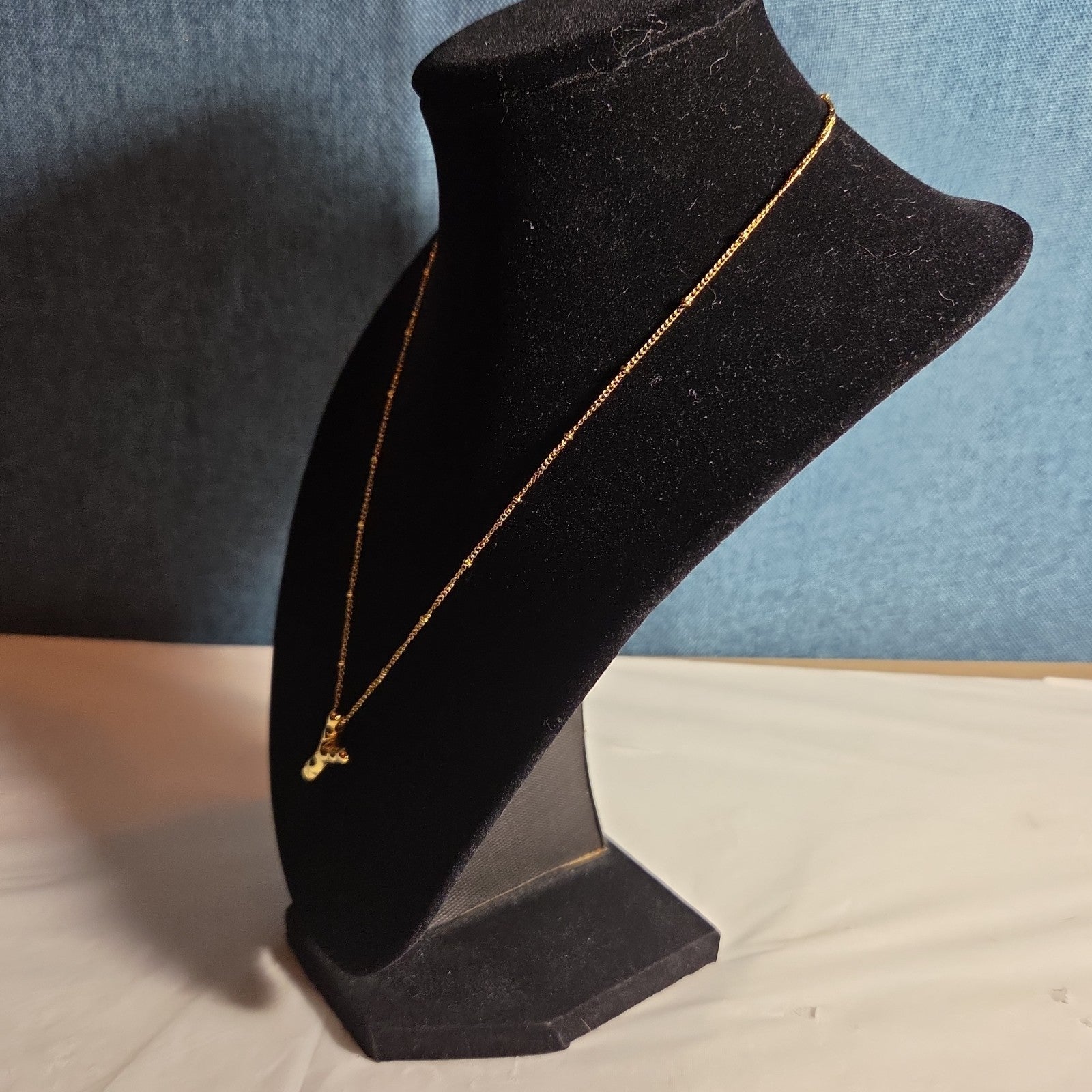 Y Initial Bubble Letter Necklace Gold Tone Satellite