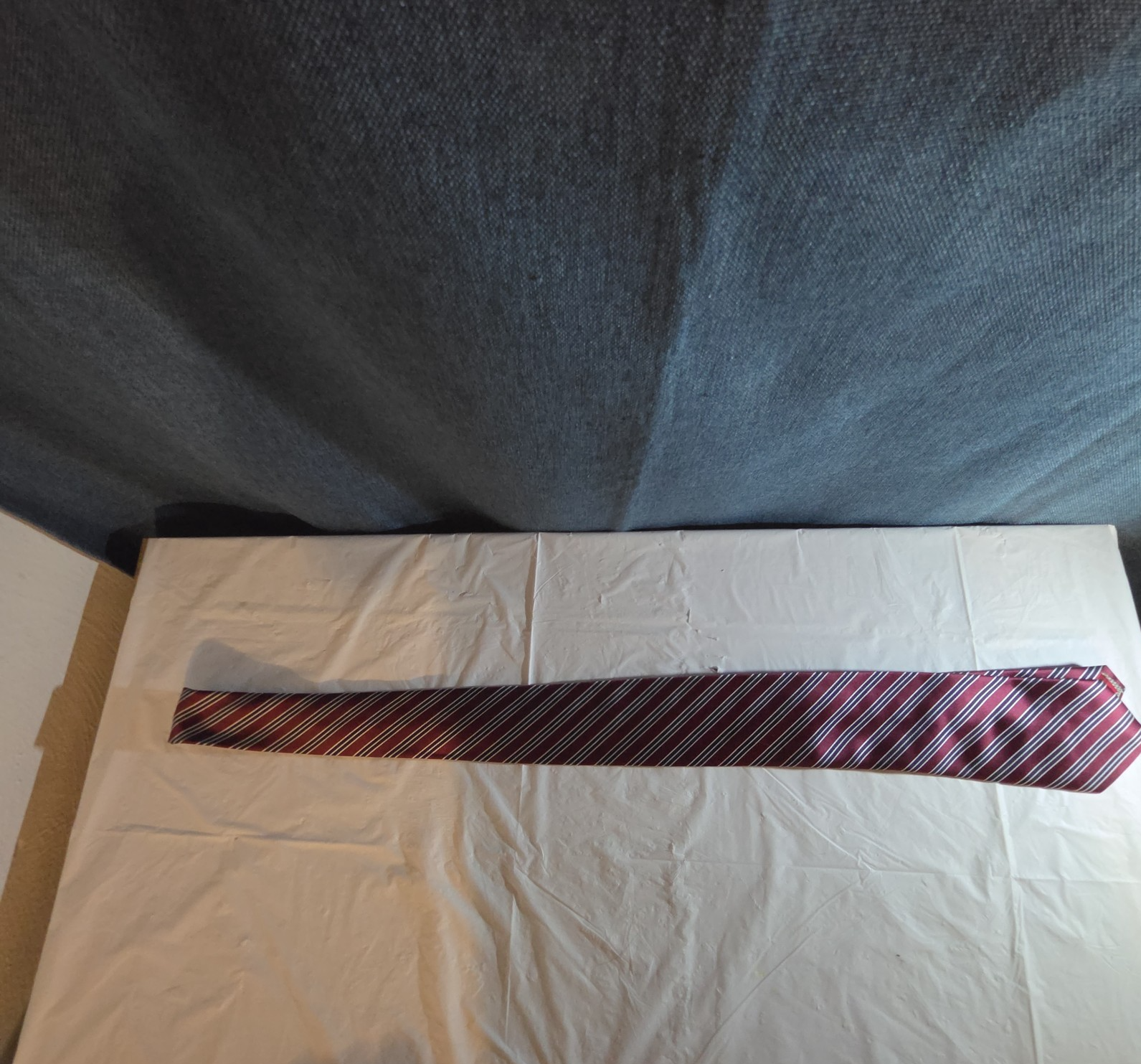 Bergamo New York Tie Burgundy Red Silver Striped Mens Silk Necktie Regimental