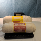 Vintage Care-Free Yarn 4-Ply Worsted Off White Lot 2 Skeins 18oz Total NOS Orlon
