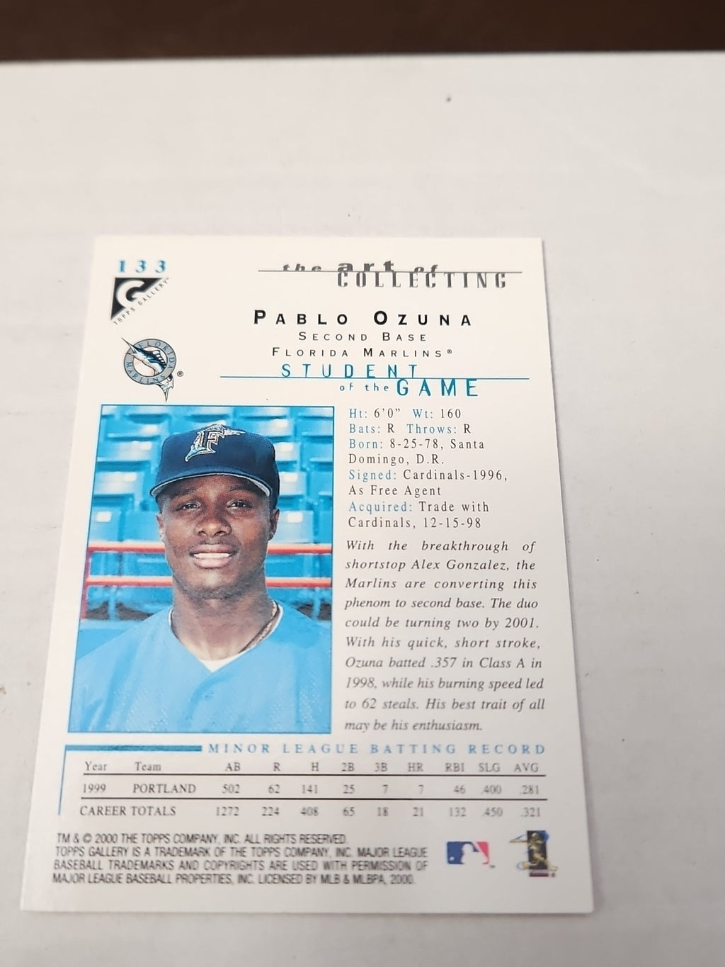 2000 Topps Gallery - Students of the Game Pablo Ozuna #133