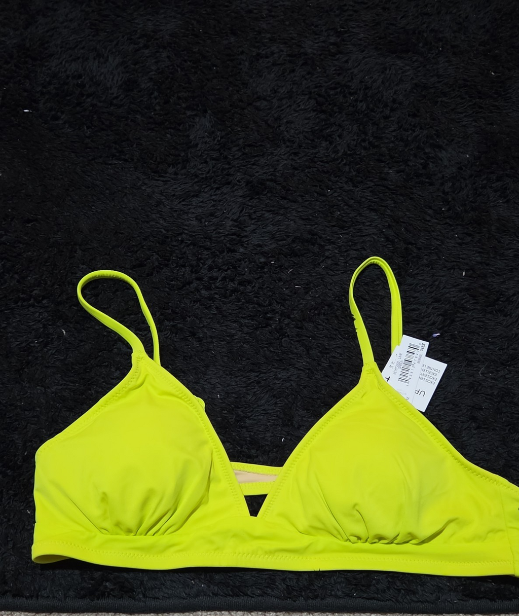 Amazon Essentials Bikini Top M Lime Green UPF 50+ Bralette Swimwear NWT Summer