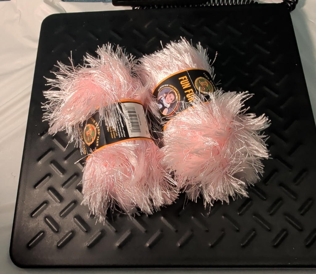 Lion Brand Fun Fur Yarn Soft Pink #101 Lot of 2 Skeins 128yds Eyelash Fluffy NEW