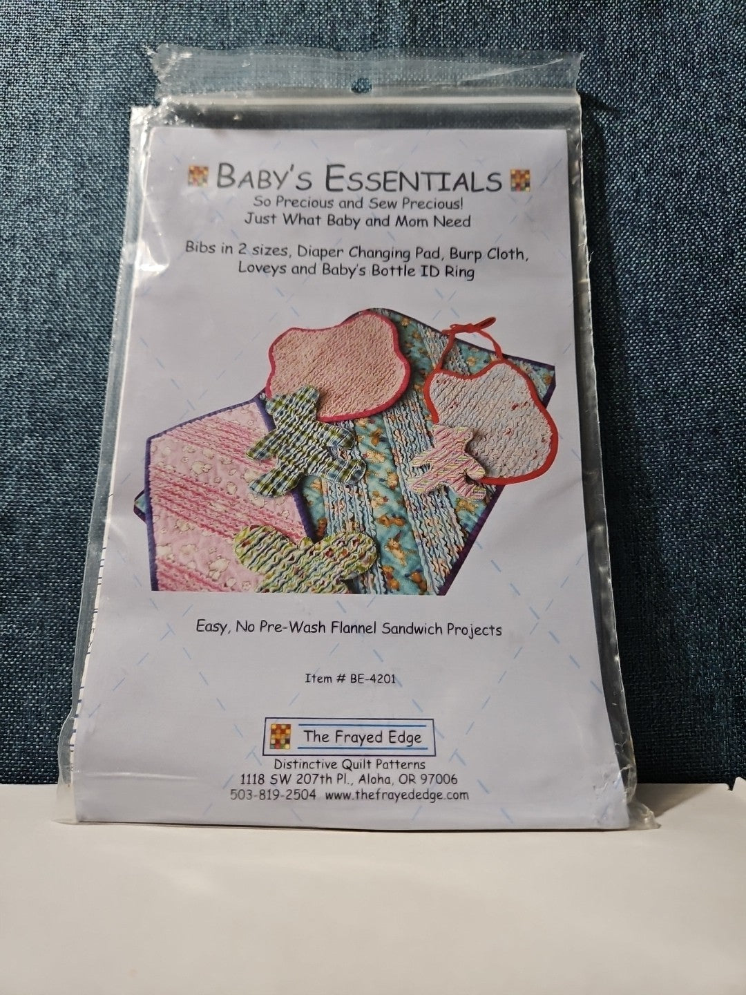 The Frayed Edge Baby's Essentials Pattern BE-4201 | Rag Quilt Flannel Bib Lovey