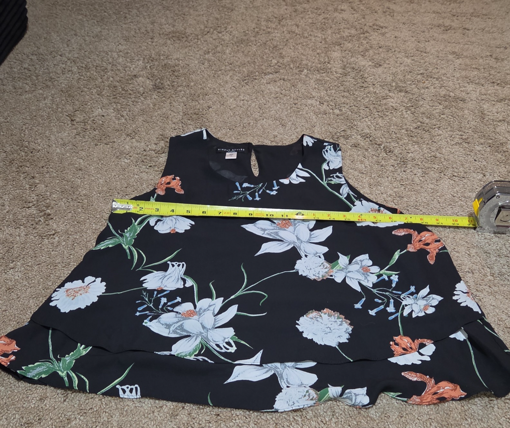 Simply Styled Sears Floral Sleeveless Blouse Tiered Top L