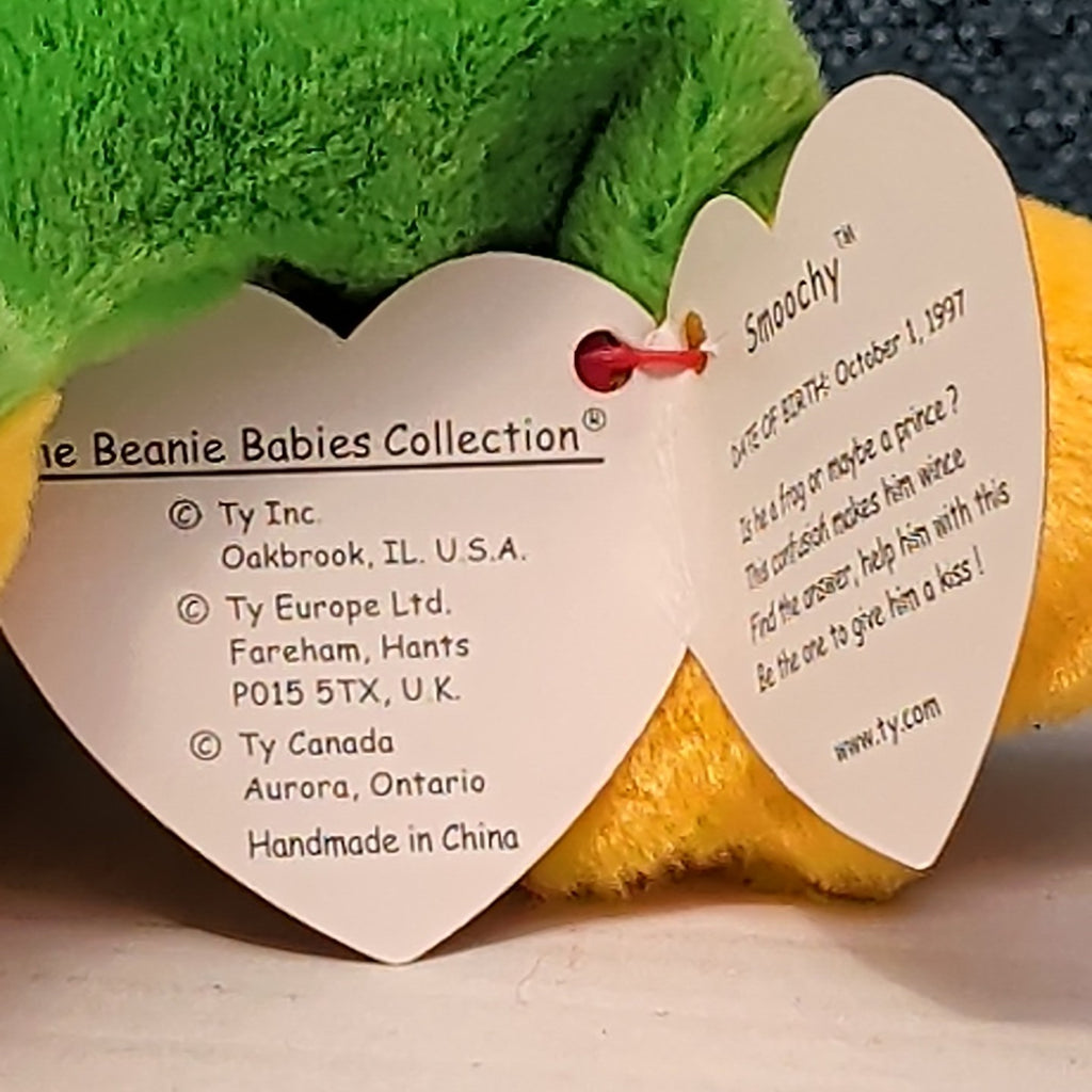 TY Beanie Baby SMOOCHY the Frog 1997 | MWMT Mint Tags | Retired Felt Mouth