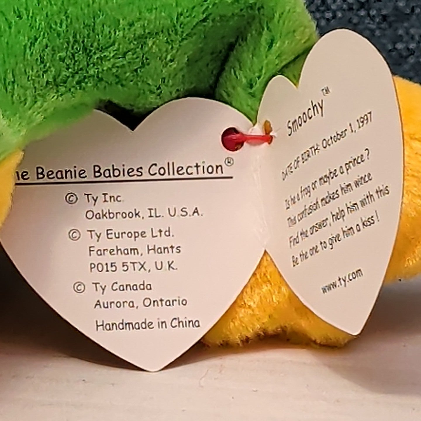 TY Beanie Baby SMOOCHY the Frog 1997 | MWMT Mint Tags | Retired Felt Mouth