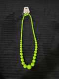 Chunky Bubblegum Bead Necklace Earring Set Green Retro New On Card