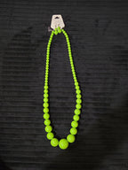 Chunky Bubblegum Bead Necklace Earring Set Green Retro New On Card