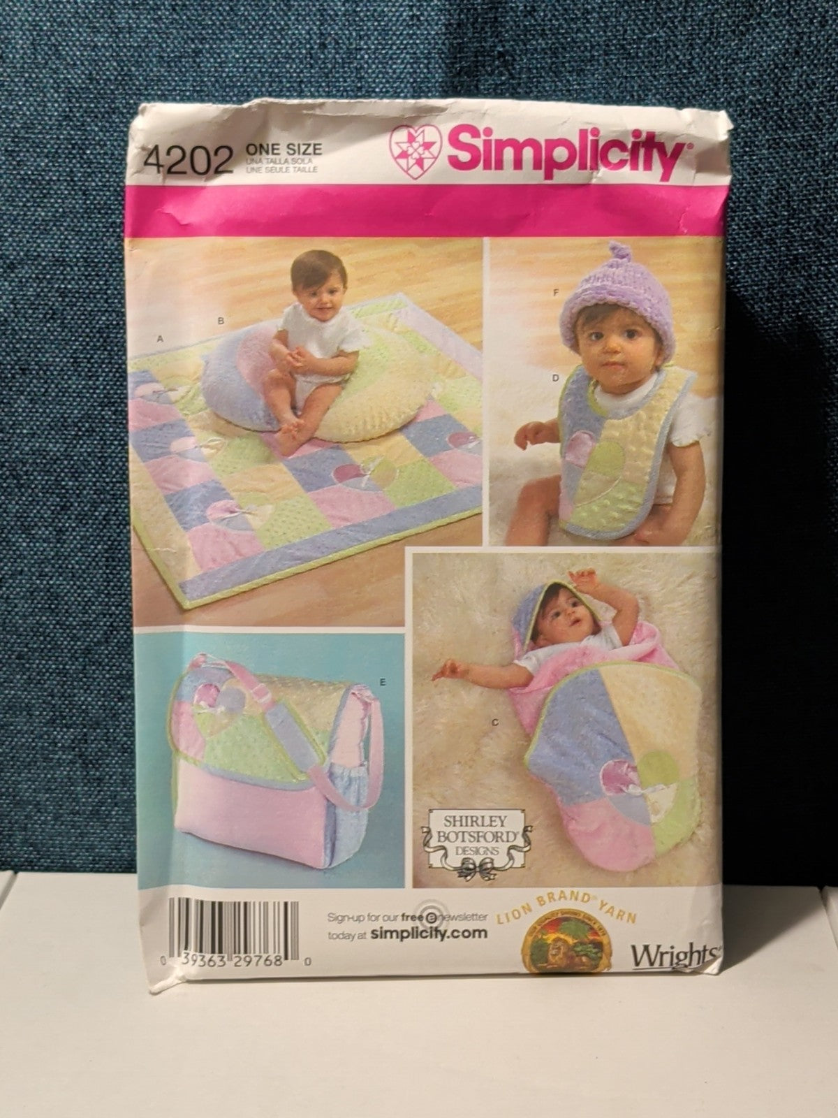 Simplicity 4202 Baby Accessories Pattern Quilt Diaper Bag Bib Wrap UNCUT 2006