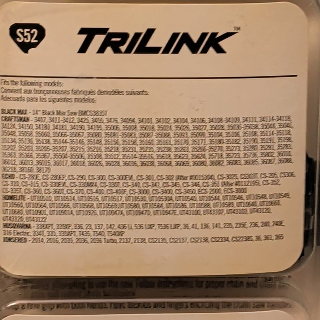 NEW TriLink S52 14" Replacement Saw Chain 2-Pack | 52 Drive Links .050" Gauge