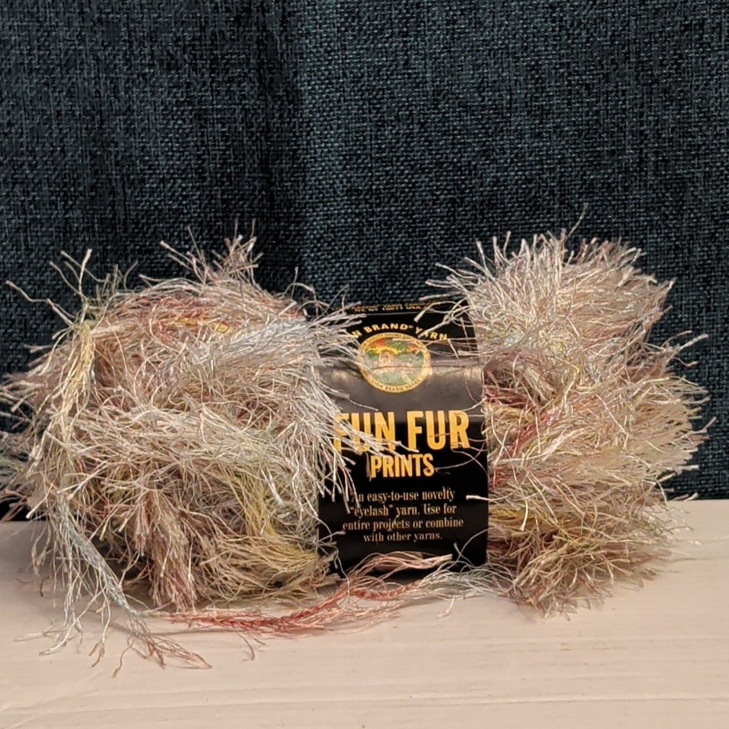 Lion Brand Fun Fur Prints Yarn 1 Skein Sandstone 225 Made in Italy Eyelash NOS