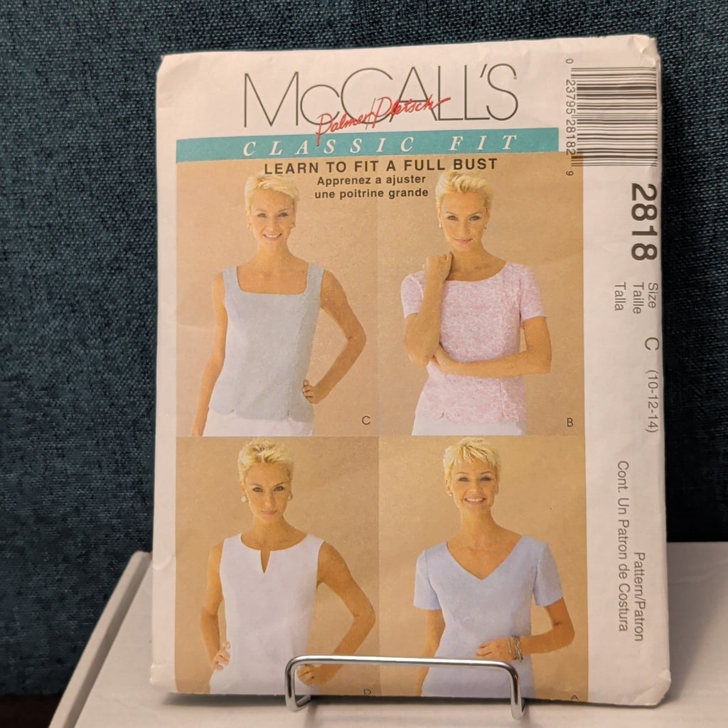 McCall’s 2818 Sewing Pattern Misses Tops Learn To Fit A Full Bust Sz 10-14 Uncut