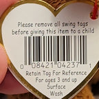 Ty Beanie Baby Fuzz Bear 1999 Retired MWMT P.E. Pellets Holographic Tag Vintage