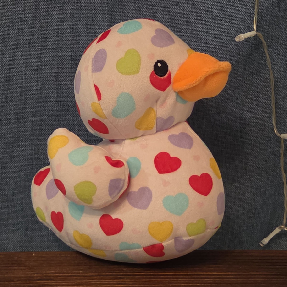Way To Celebrate Duck Plush Heart Print Pastel Kawaii