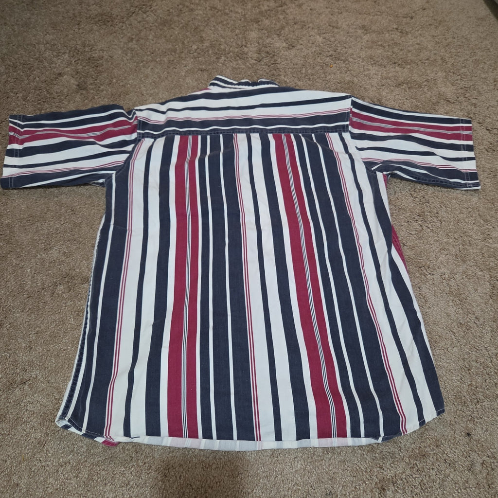 Pine Grove Striped Button Down Shirt Cotton Vintage 90s Retro Men Size M