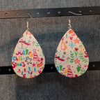 Faux Leather Teardrop Earrings Christmas Holiday Party Vibe NEW