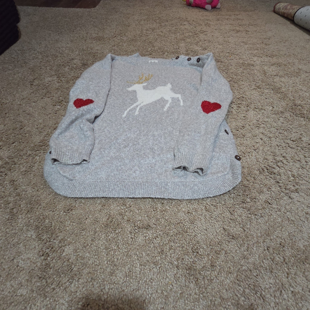 Hatley Girls Reindeer Knit Dress Size 10 Holiday Winter Sparkly Grey