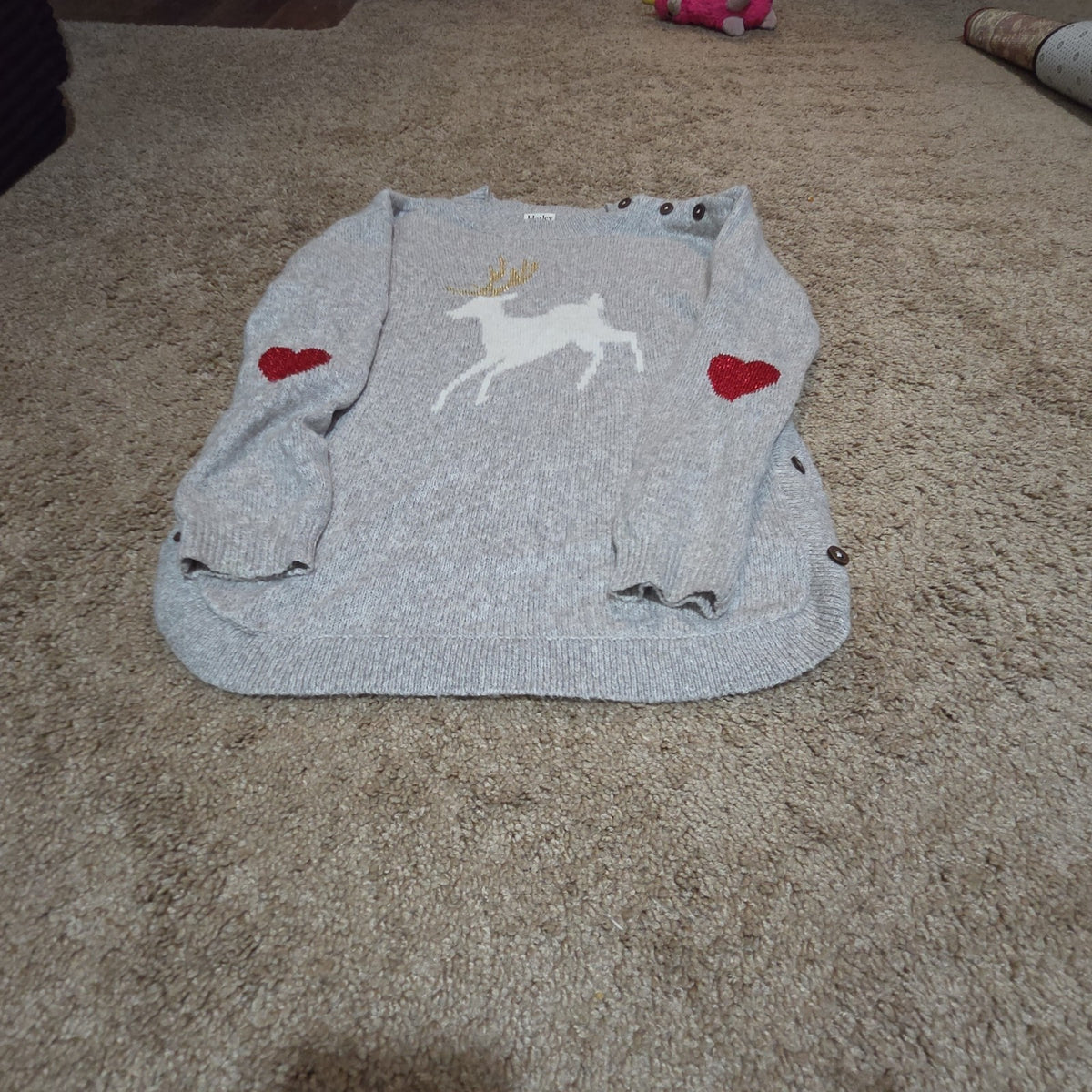 Hatley Girls Reindeer Knit Dress Size 10 Holiday Winter Sparkly Grey