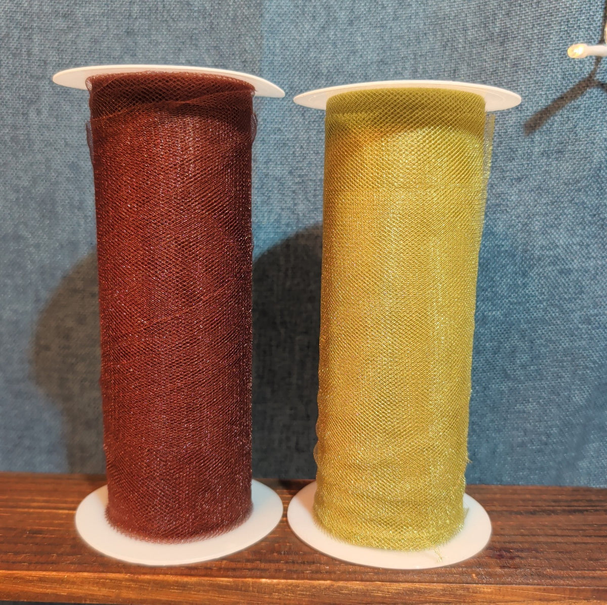 Deco Mesh Ribbon Lot 2 Maroon Gold Metallic Craft Destash