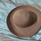 Scala Wide Brim Floppy Sun Hat Brown Acrylic Woven Packable Travel Retro