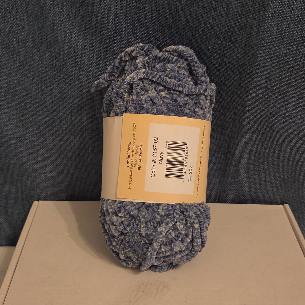 Premier Just Chenille Medley Yarn Navy Blue Lot 202 Bulky 5 Polyester
