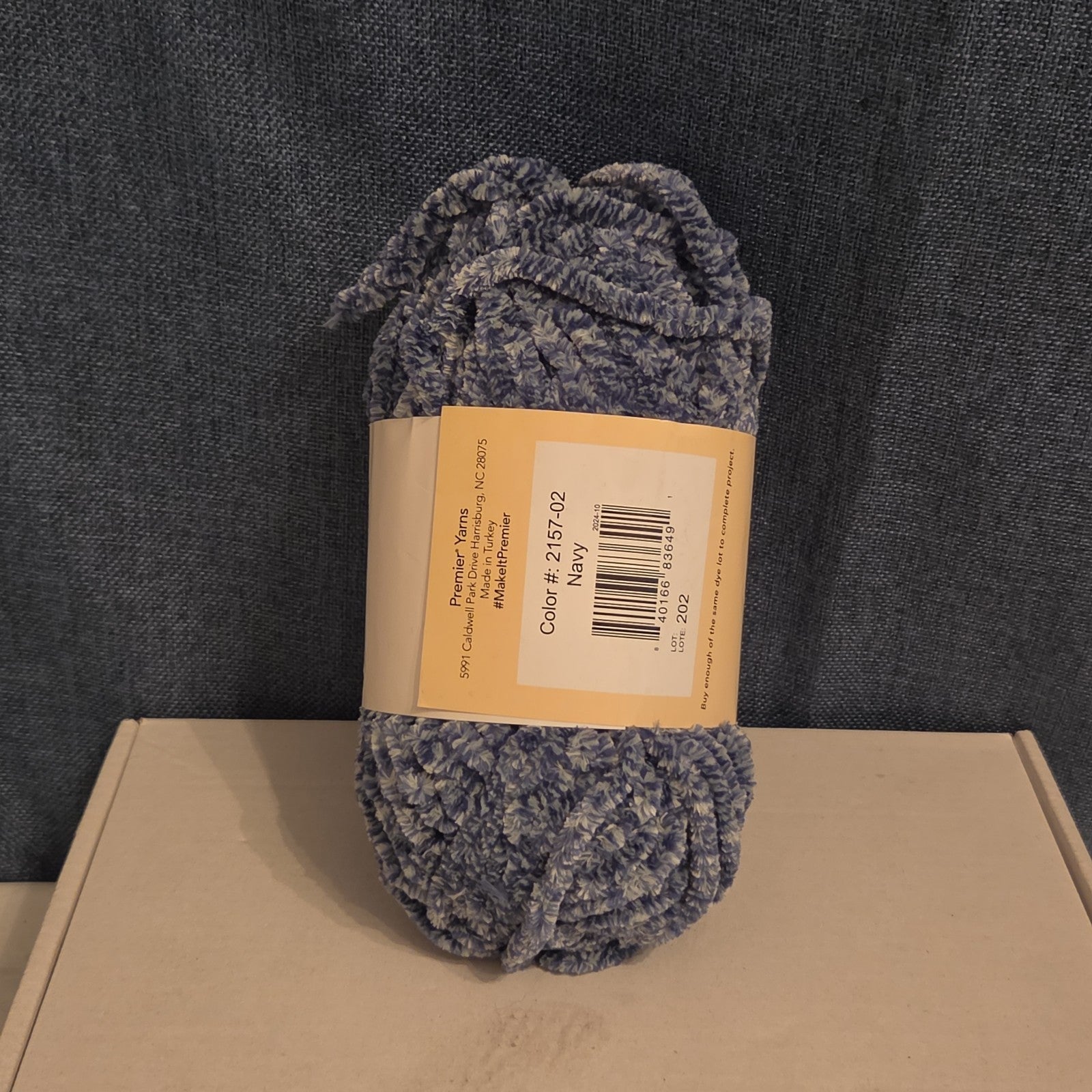 Premier Just Chenille Medley Yarn Navy Blue Lot 202 Bulky 5 Polyester