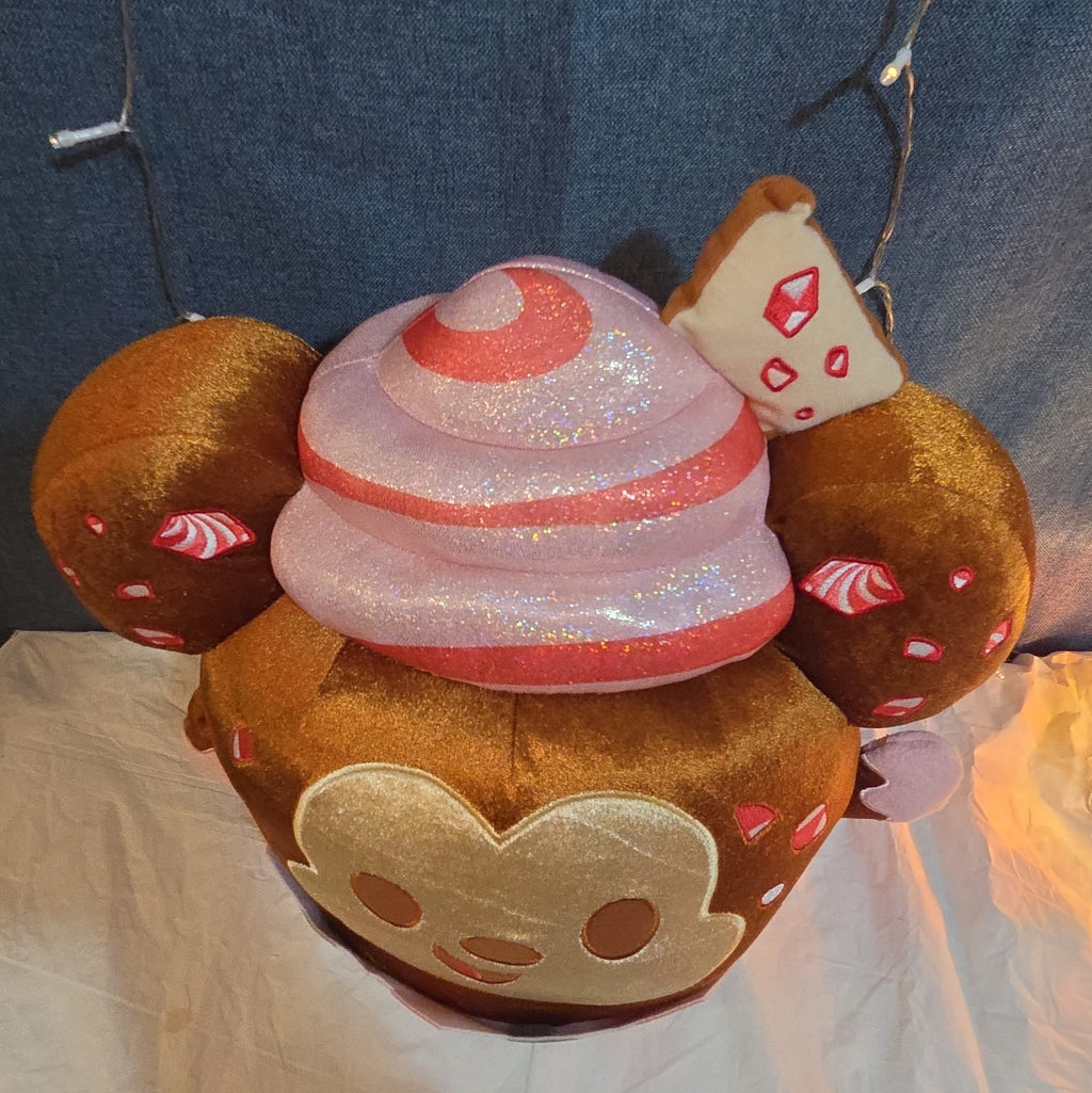 Disney Mickey Mouse Gingerbread Cupcake Plush Toy with Peppermint Accents