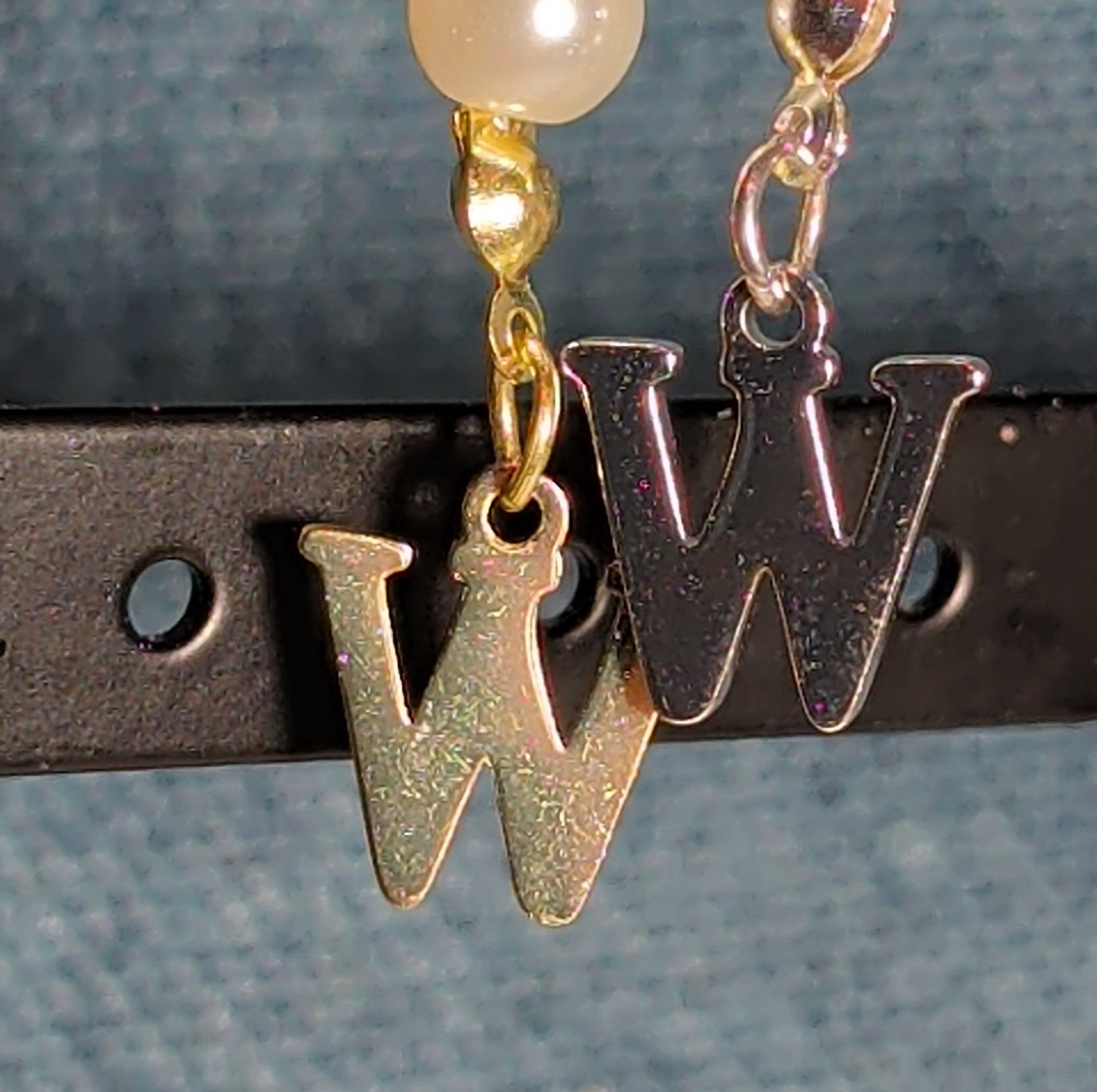 Faux Pearl Purse Charm Gold Silver Tone W Letter Initial