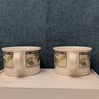 Set of 2 Mikasa Intaglio GARDEN HARVEST Cups | CAC29 8oz Flat Mugs | Vintage 90s