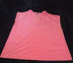 Anne Klein Sport Blouse Coral Lion Logo V-Neck Jersey Career Top Gently Used L