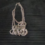 NY Collection Silver Tone Triple Chain Rhinestone Ring Cluster Necklace