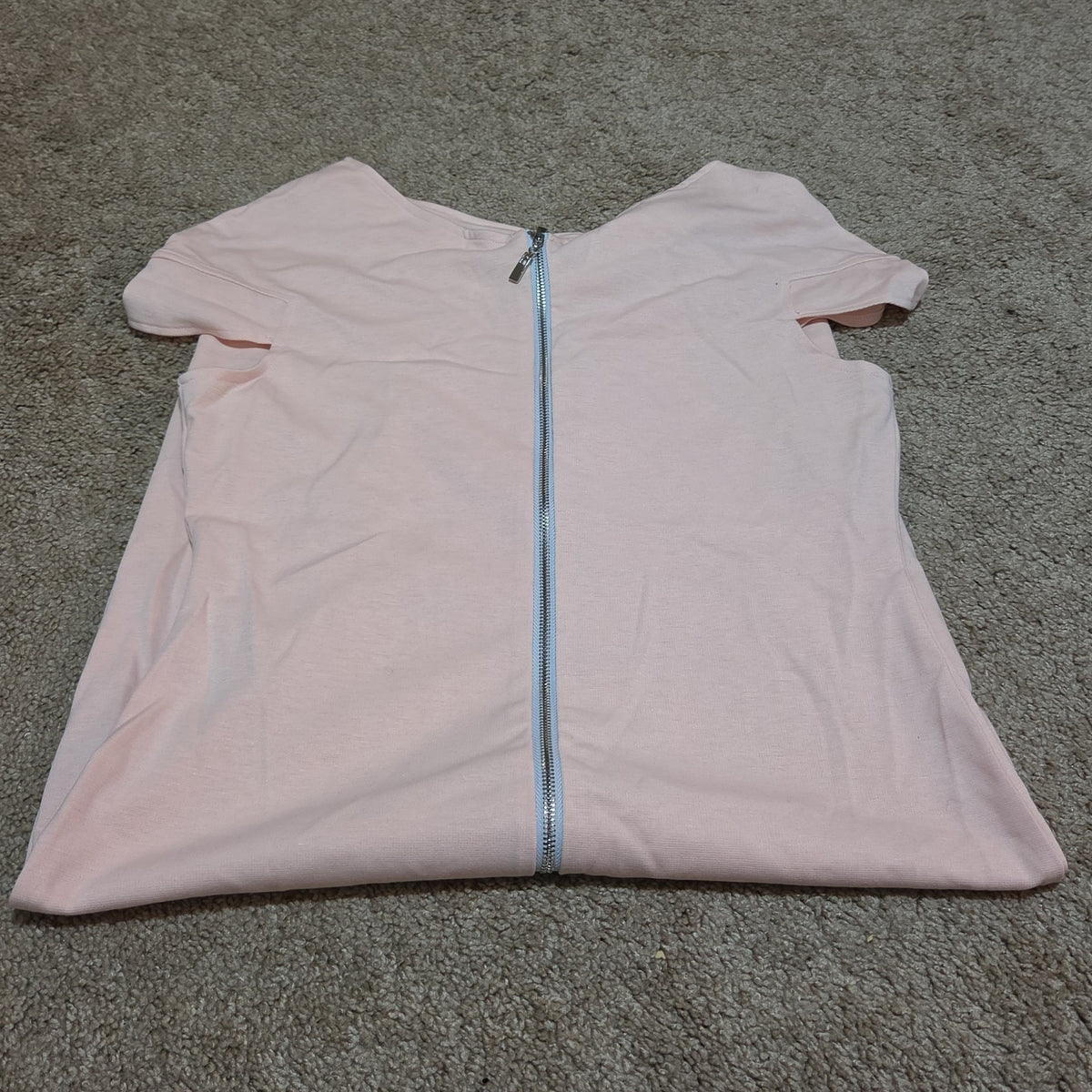 Blush Pink Midi Dress Full Zip Cutout Short Sleeve Bodycon XXL