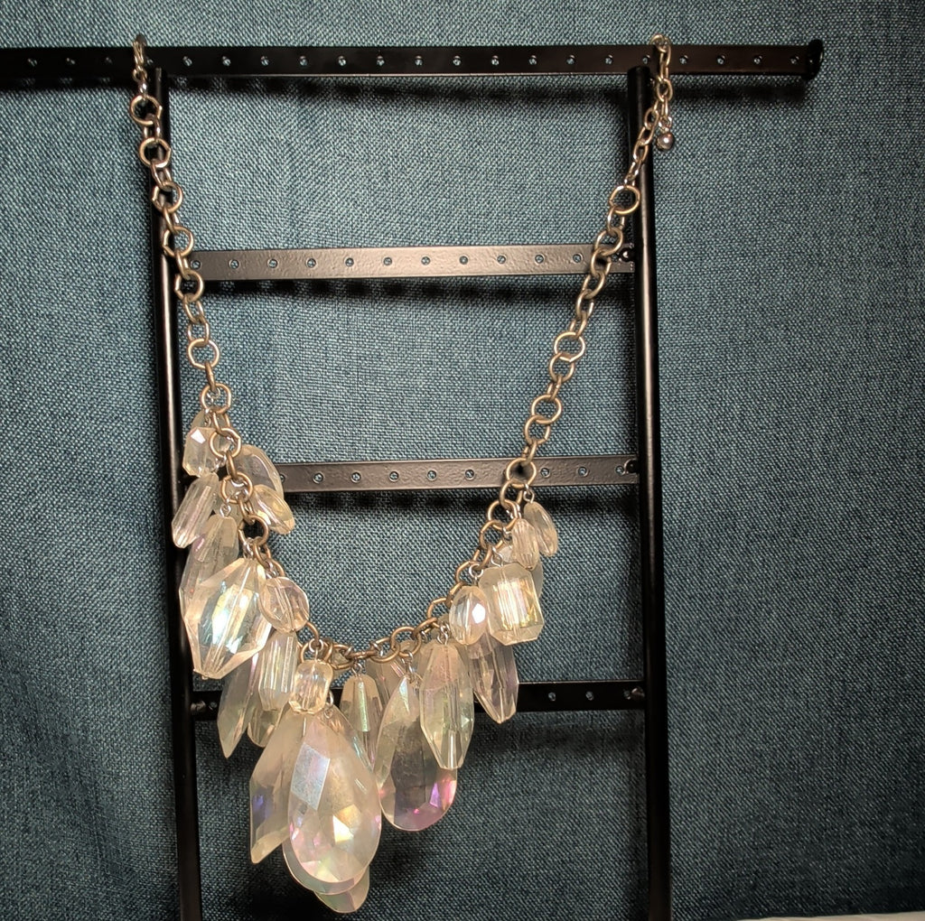 Traci Lynn Iridescent Statement Bib Necklace Earring Set Vintage Style