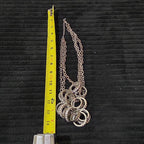 NY Collection Silver Tone Triple Chain Rhinestone Ring Cluster Necklace